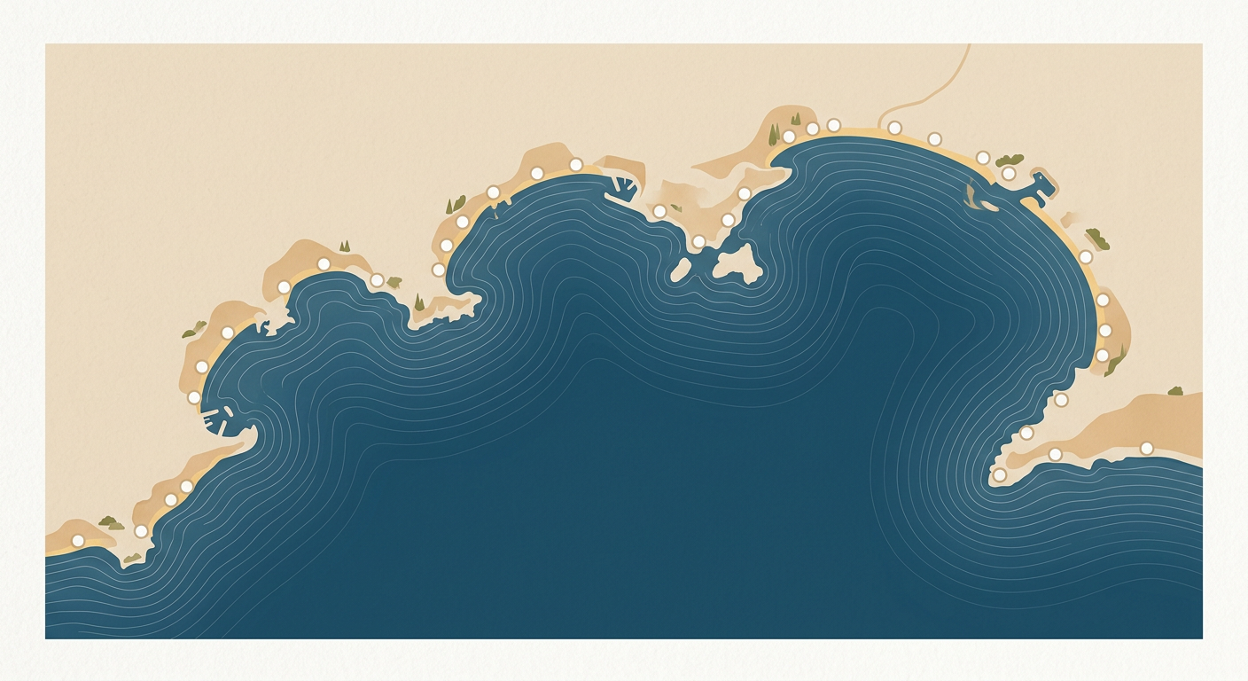 Illustrated map of the Provence-Alpes-Côte d'Azur coastline