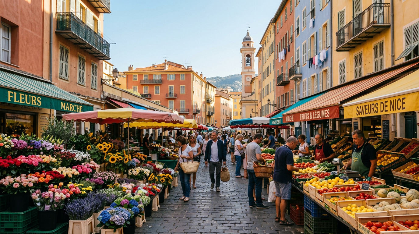 Vieux Nice food walk, Cours Saleya market, Nice — sample itinerary stop